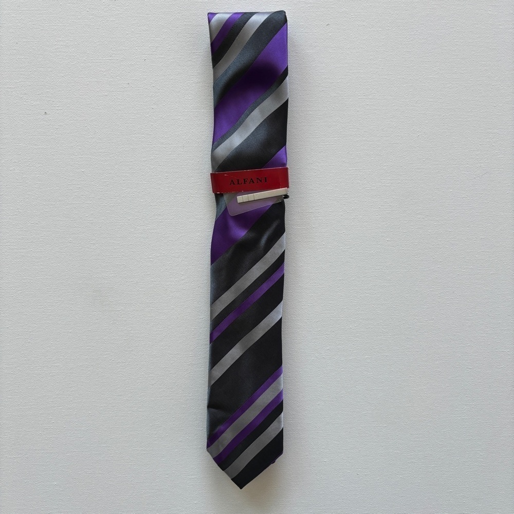Alfani Men’s Purple Slate Stripe Neck Tie